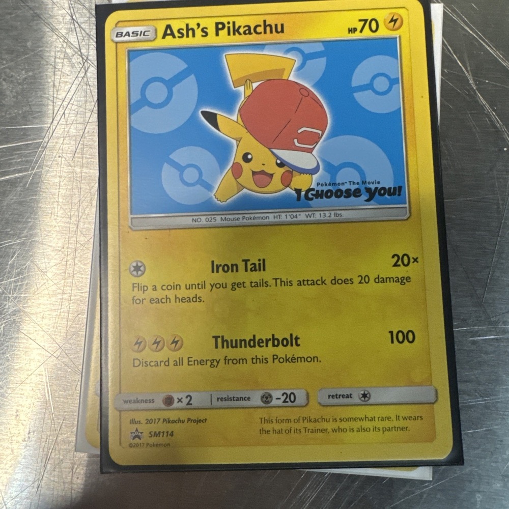 Ash's Pikachu SM114 Pokémon TCG Non Holo Rare | Sun And Moon Promo